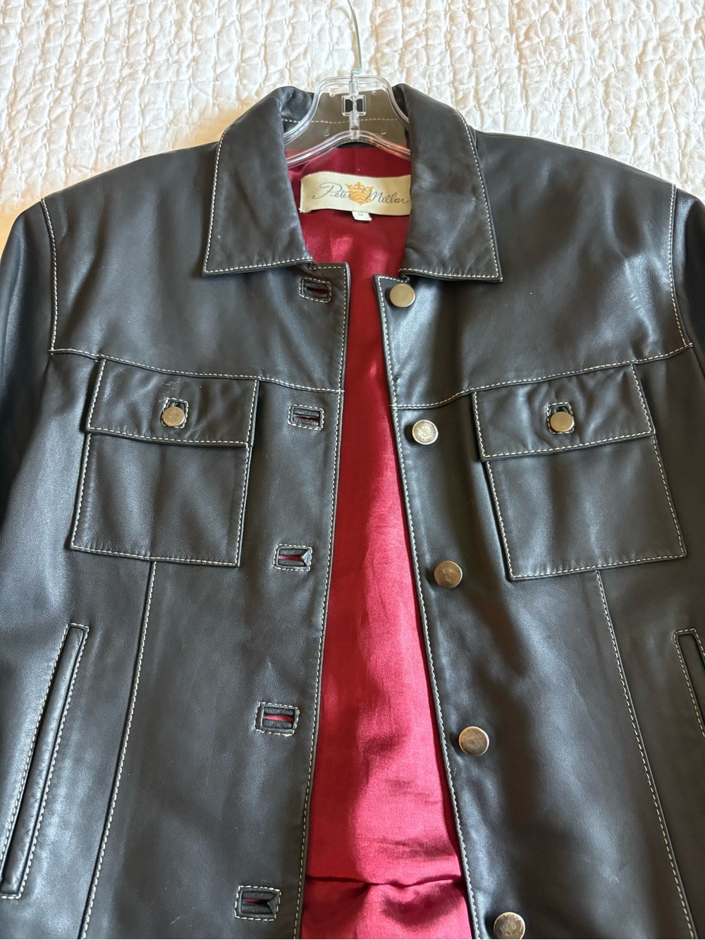 Peter Millar vintage style Black Leather Jacket size M